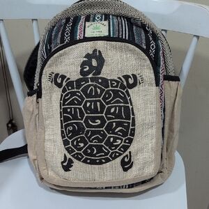 Eco-Friendly Beige Turtle Print Backpack